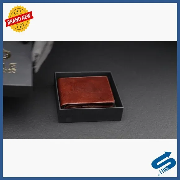 Men's Slim Leather Bifold Wallet with Card Holder and Coin Pocket
